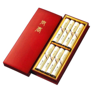 好文木 短寸大把8把入樹脂朱塗箱 線香 贈答用 梅栄堂