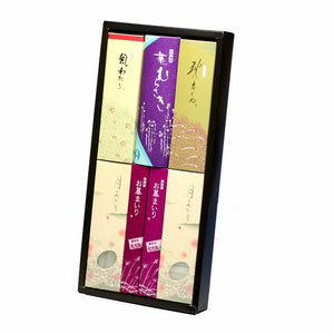 ご進物 S-6 ローソク・線香詰合せ(月あかり(太)二十分・月あかり二時間・華むらさきプチ・風わたる有煙・秋立ちぬ有煙・お墓参り) 贈答用 ろうそく 線香 300-03 東海製蝋