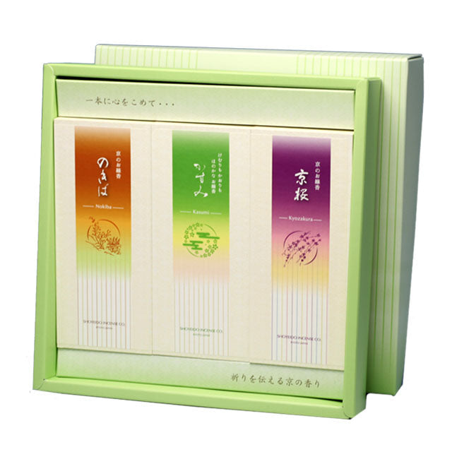 Kasumi Kyo Sakura Nokiba M Case 3 Paper Box Assortment Incense Sticks Gift Shoeido