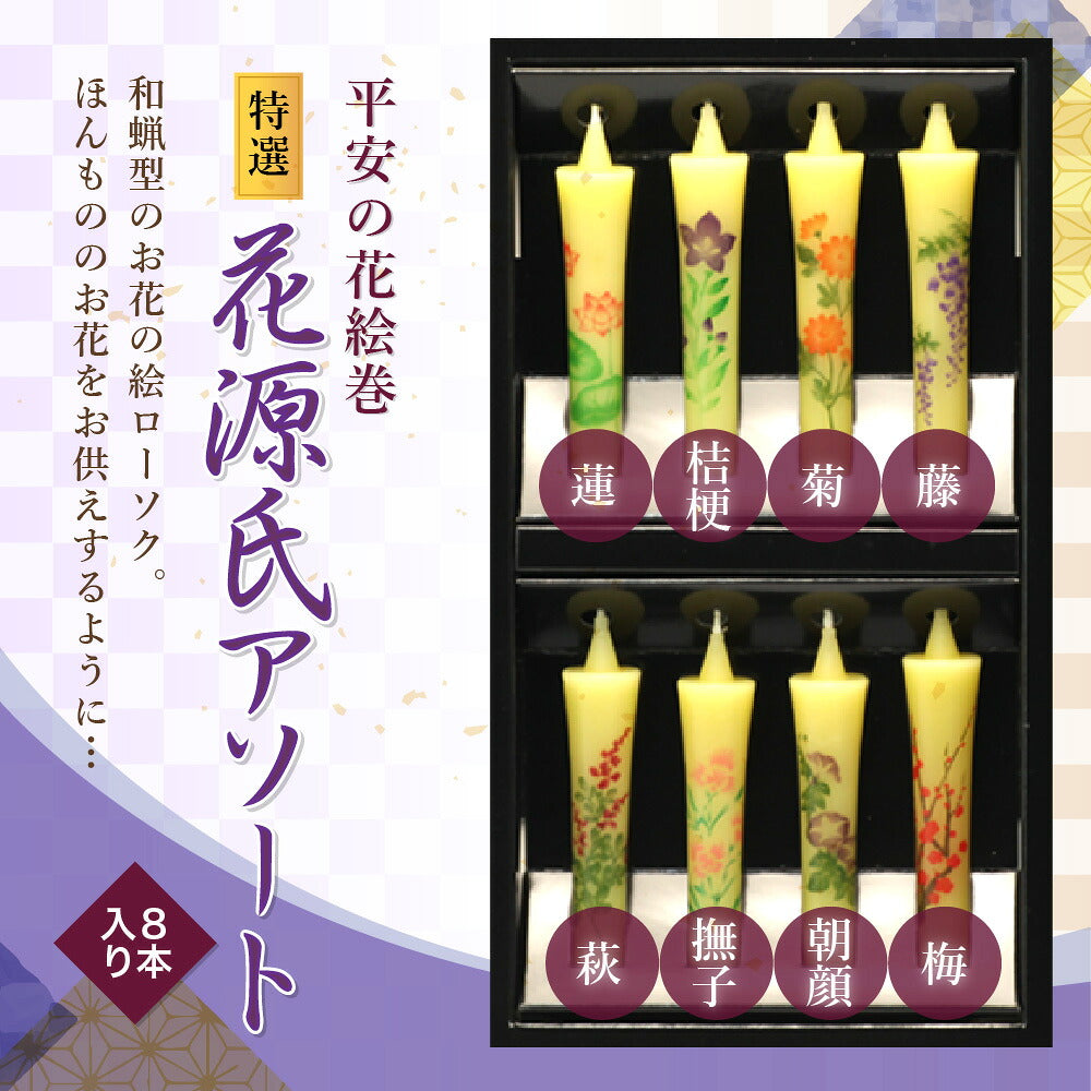 線香 贈答用 永遠 とわ 桐箱 8入 超微煙 進物 誠寿堂 と 絵ろうそく 花源氏 アソート 8本 東海製蝋 149-11 セット 日本製