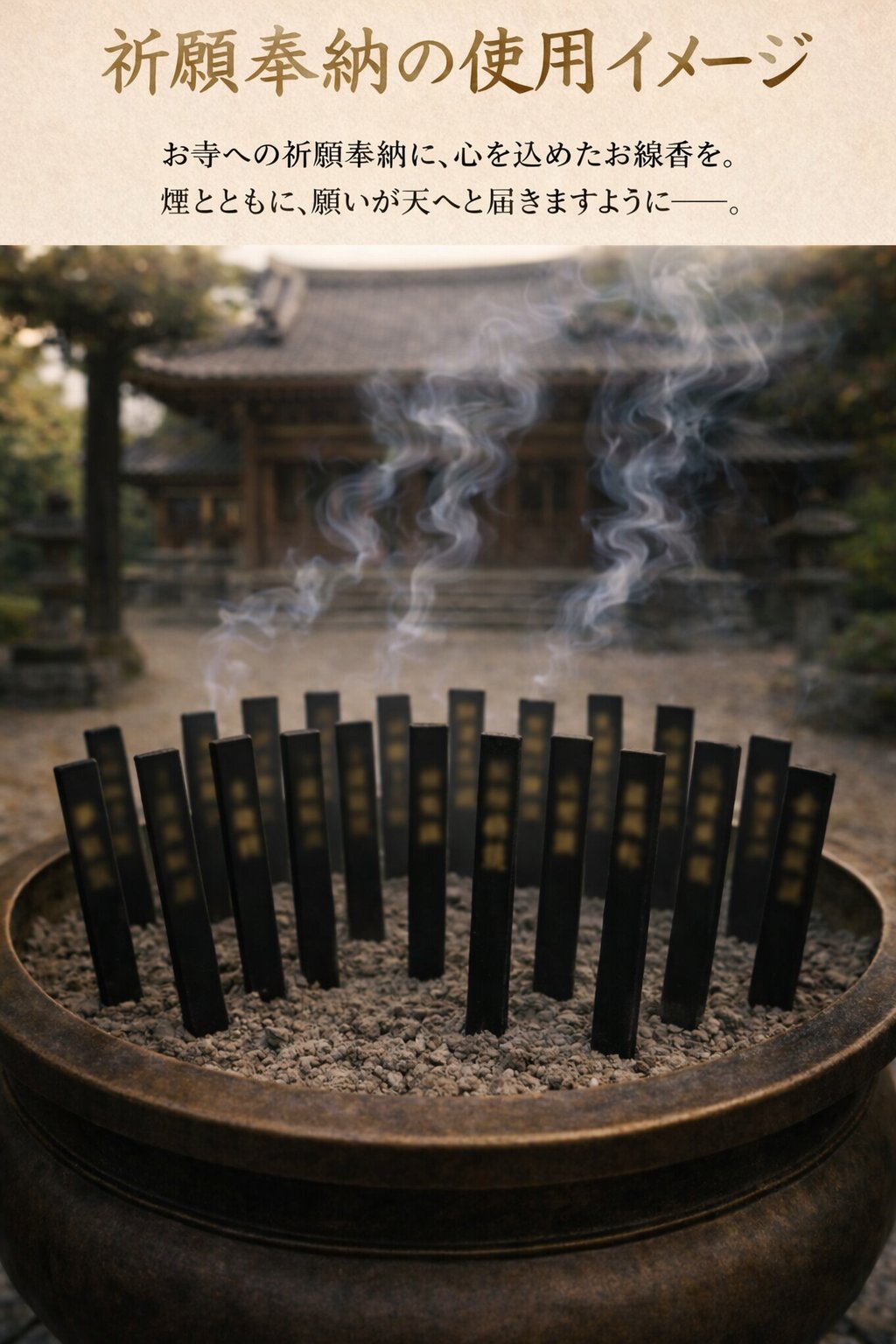 祈願奉納香 名入れ祈願線香 桐箱100本入 金文字刻印 文字が残る祈願線香 心願成就 商売繁盛 家内安全 合格祈願 日本製 【domestic shipping only】