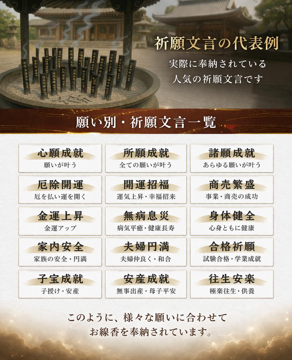 祈願奉納香 名入れ祈願線香 桐箱100本入 金文字刻印 文字が残る祈願線香 心願成就 商売繁盛 家内安全 合格祈願 日本製 【domestic shipping only】