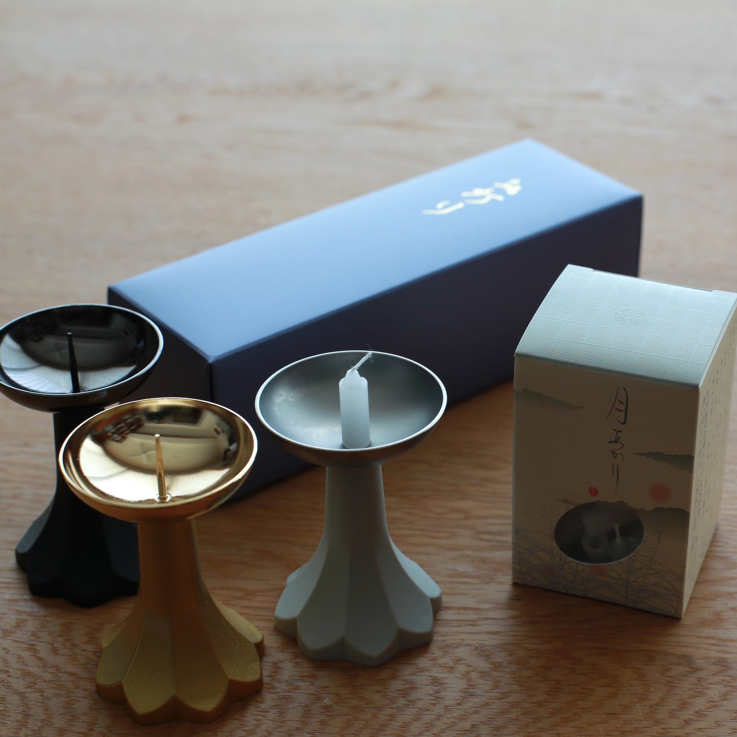 Light set Moon Akari (thick) 8 minutes and candlestick gifts set of small guide and candlestick 161-131 TOKAISEIRO