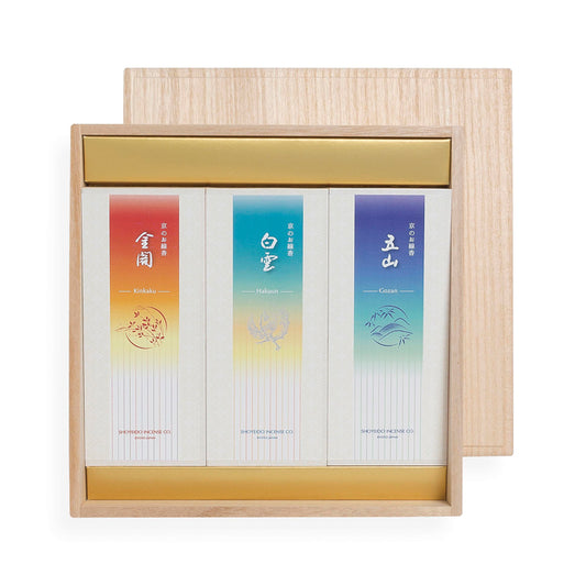 Hakuun Gozan Kinkaku M CASE 3 PACK PACK OULOWNIA BOX OSTORTMENT 향 선물을위한 스틱 Shoeido [국내 배송 전용]