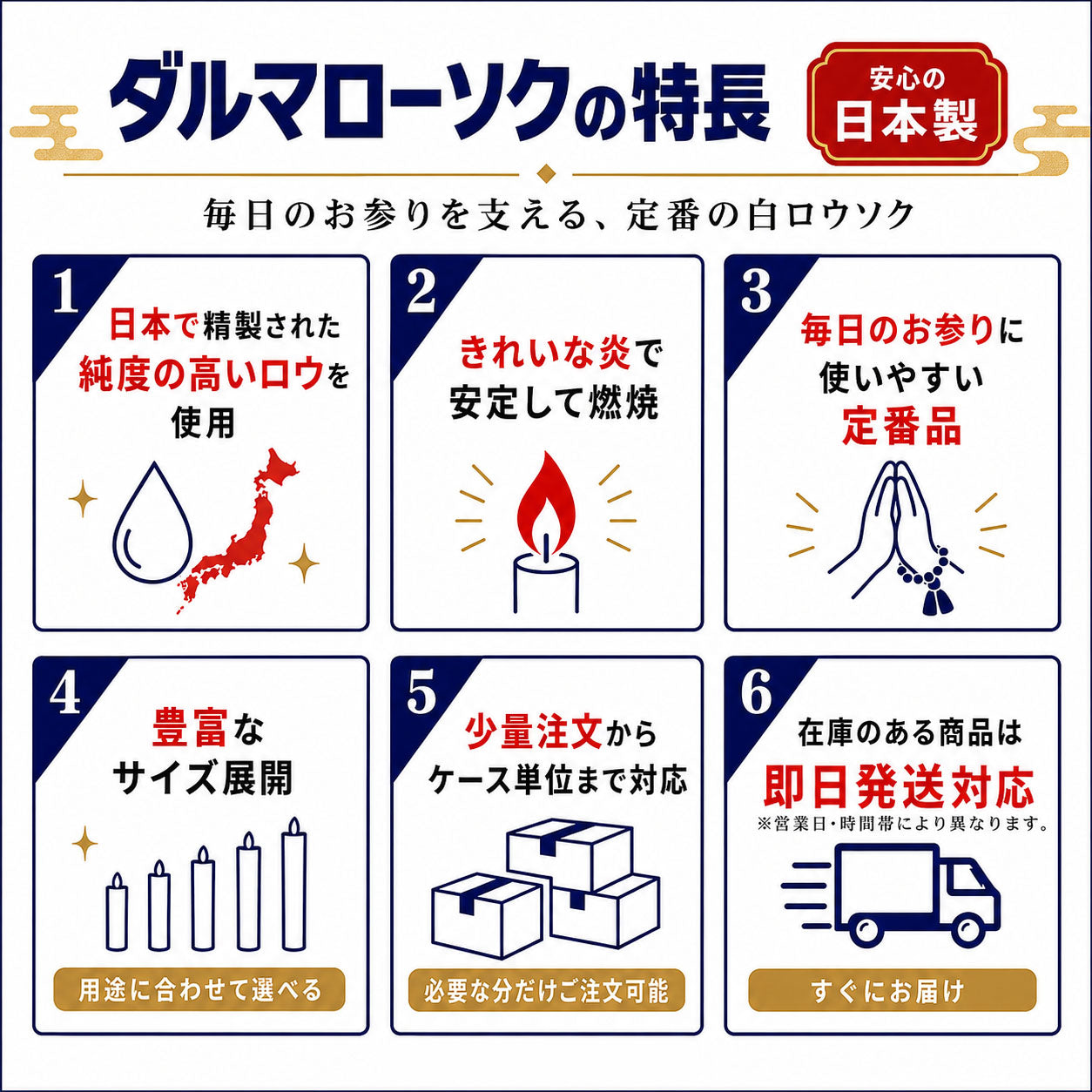 ダルマローソク 225g ろうそく 東海製蝋