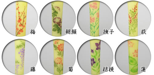 尚林堂のお線香山野のやすらぎ茶花6入桐箱少煙と東海製蝋のローソク絵ローソク花源氏アソート8本セット_尚林堂