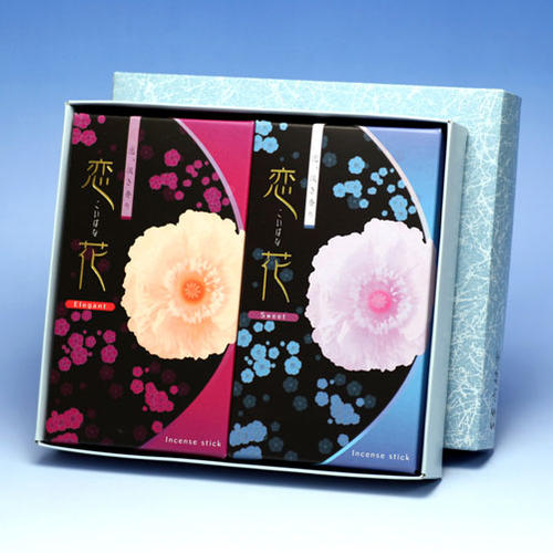 線香 贈答用 恋花シリーズ Elegant エレガント  赤箱 と Sweet スイート 青箱 微煙 大バラ セット 尚林堂 日本製