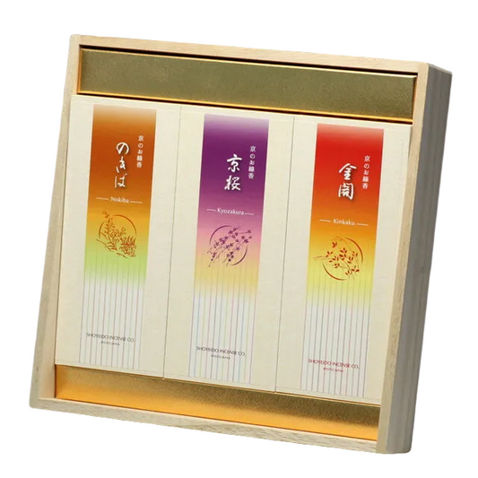 Kyo Sakura Kinkaku Nokiba M case 3-pack paulownia box assortment, incense stick, gift, Shoeido