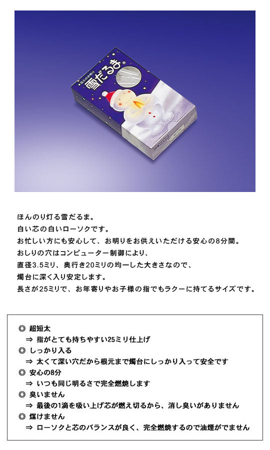 雪だるま ミニローソク 小ローソク ろうそく 116-01 東海製蝋