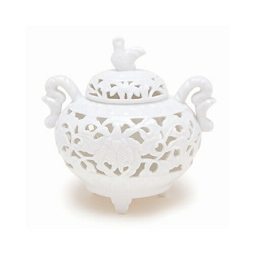 Incense burner Arita ware White porcelain arabesque carved incense stick 28101 Nippon Kodo Incense dish [domestic shipping only]