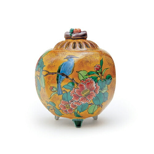 Incense burner Kutani ware Kugaku twist Yoshidaya flower bird incense stick 79521 Nippon Kodo Incense dish [domestic shipping only]