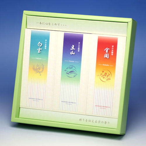 Hakuun Gozan Kinkaku M case 3 paper box assortment incense sticks for gifts Shoeido
