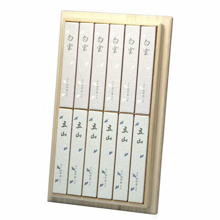 白雲 五山桐箱入 短寸12箱詰 線香 贈答用 138902 松栄堂
