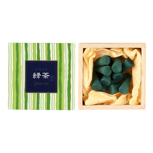 かゆらぎ 緑茶（りょくちゃ） コーン12個入 お香 線香 38456 日本香堂