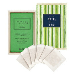 かゆらぎ 緑茶（りょくちゃ） 名刺香 桐箱6入 お香 38473 日本香堂 匂い袋