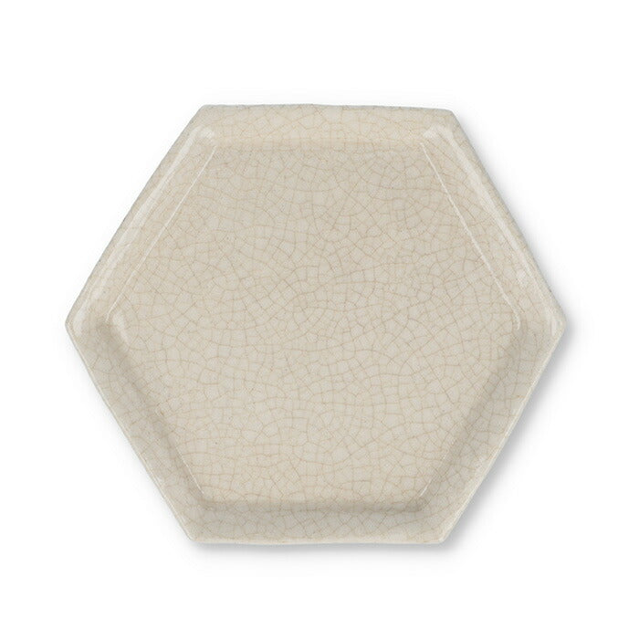 Hexagonal Kakai White Kao Kaika dish 731405 Matsueido [DOMESTIC SHIPPING ONLY]