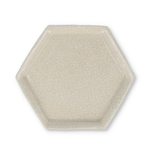 Hexagonal Kakai White Kao Kaika dish 731405 Matsueido [DOMESTIC SHIPPING ONLY]