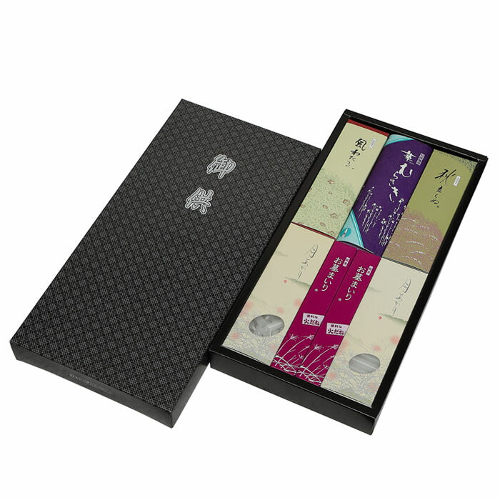 Expectives S-6A Raisok, incense assorted (Tsukikari (thick) 20 minutes, Tsukikari (thick) 8 minutes, Hana Mura Saki Petit, Wind Wind Smoke, Autumn Standing Smoke, Grave Tomb Visit) Gift Rando Scent 300 -03a Tokai wax