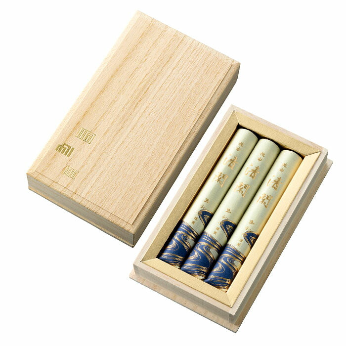 Small gift in a paulownia box with a short size 3-sized paulownia box, incense sticks with little slurping, water, Seikan, short size 3-sized paulownia box, incense sticks, incense sticks, gifts, 6282 Tamahatsudo