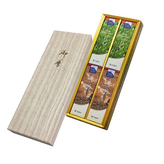Green tea / Coffee Assorted Japanese Paper Box Box Short Dimension 4 Entrance Feng Gift 5112 Kaoru Dodo